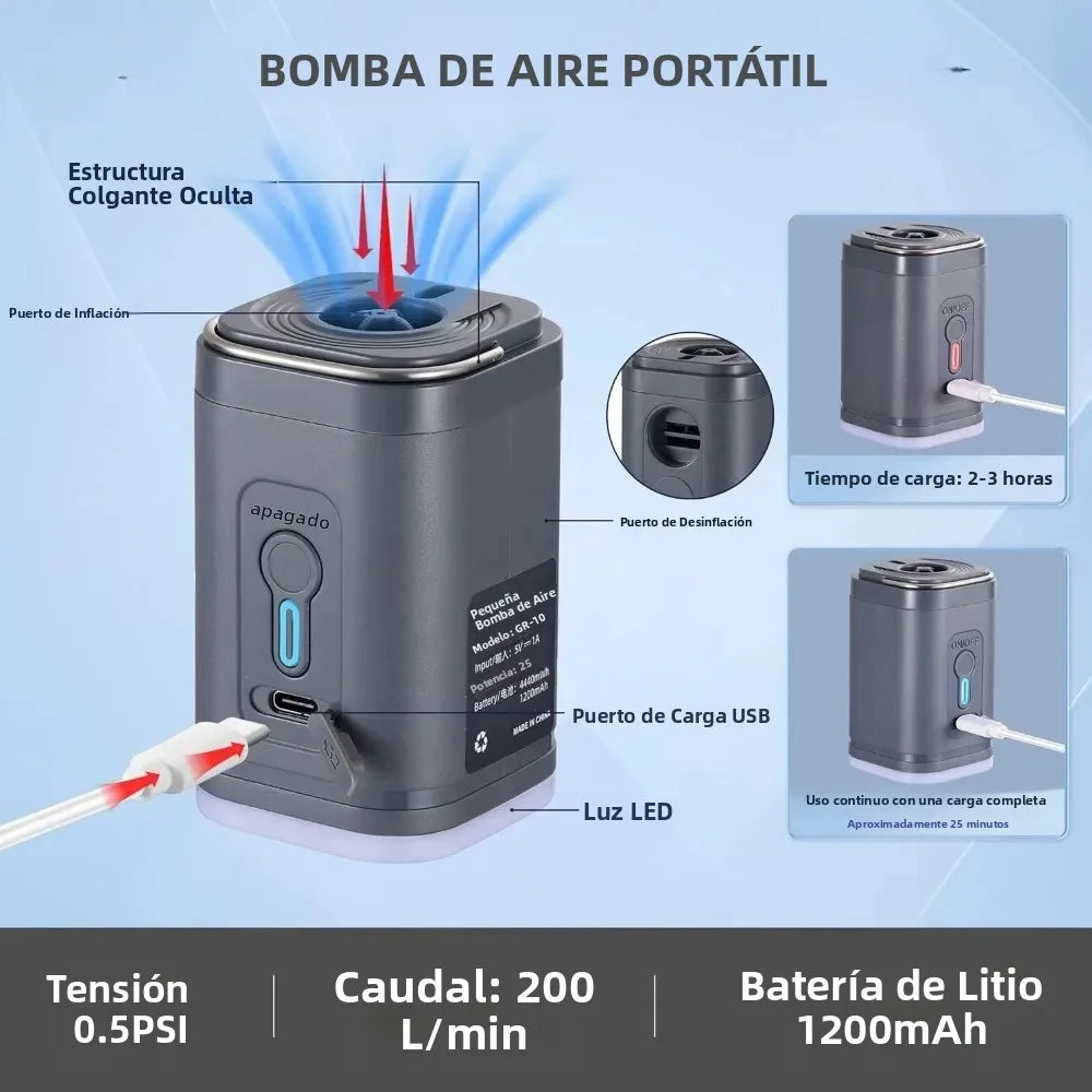 Kivex MiniPump Pro – Inflador Eléctrico Portátil y Linterna 3 en 1