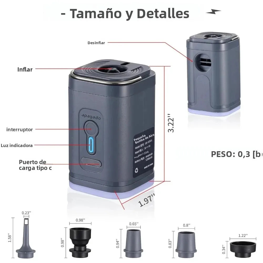 Kivex MiniPump Pro – Inflador Eléctrico Portátil y Linterna 3 en 1