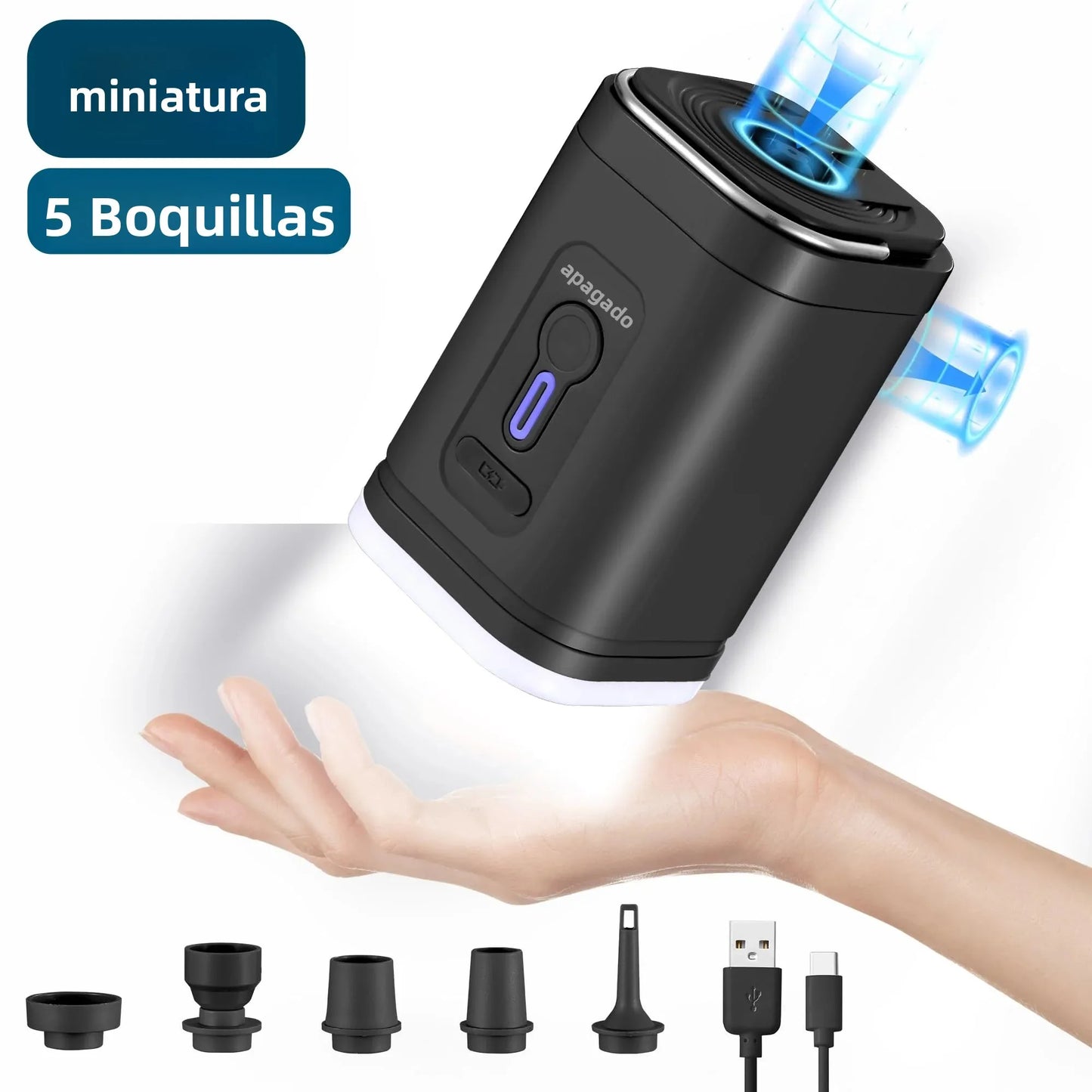 Kivex MiniPump Pro – Inflador Eléctrico Portátil y Linterna 3 en 1